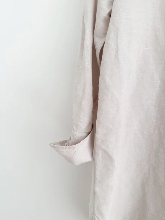 J.Crew Linen Blend Tunic Shirt Neutral Button Down Minimalist Relaxed Top XS - Picture 5 of 7